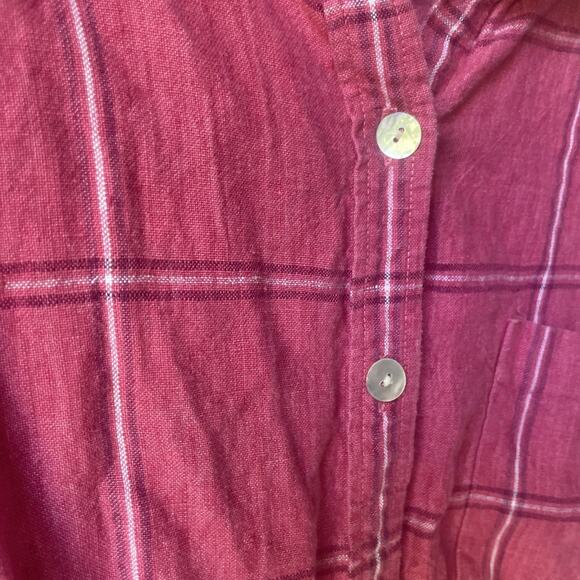 Vintage Studio Works Womens Button Down Size XL 100% Linen Plaid Pink - Picture 6 of 9